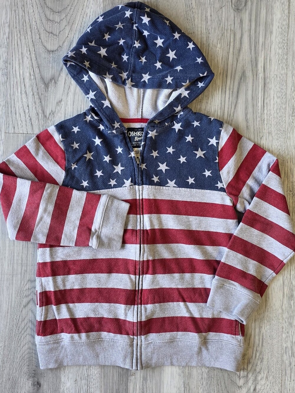OshKosh Boys’ American Flag Zip Hoodie | Size 10